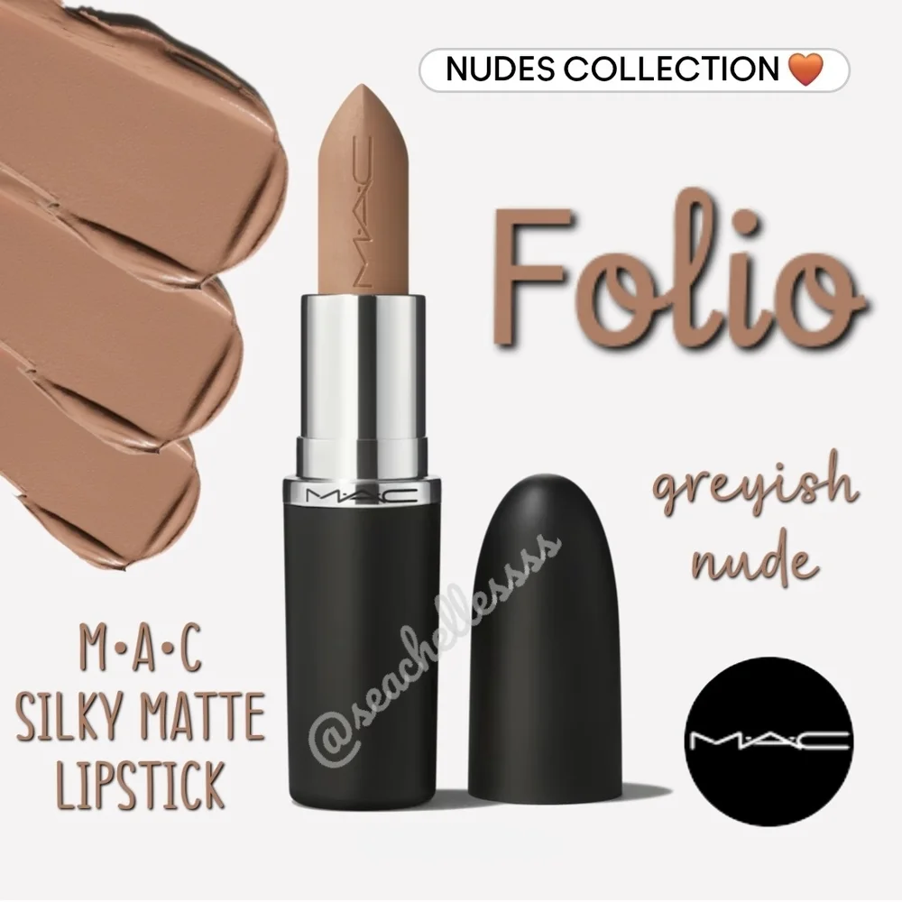 MAC Cosmetics Folio Silky Matte Lipstick in Folio Greyish Nude Brand New In Box